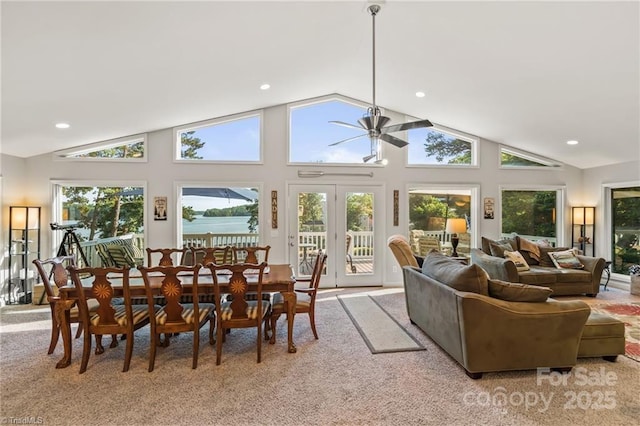 592 Shoreline Rd, New London, NC 28127 - sunroom featuring lofted ceiling and french doors