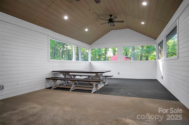 view of patio / terrace featuring ceiling fan and outdoor dining space