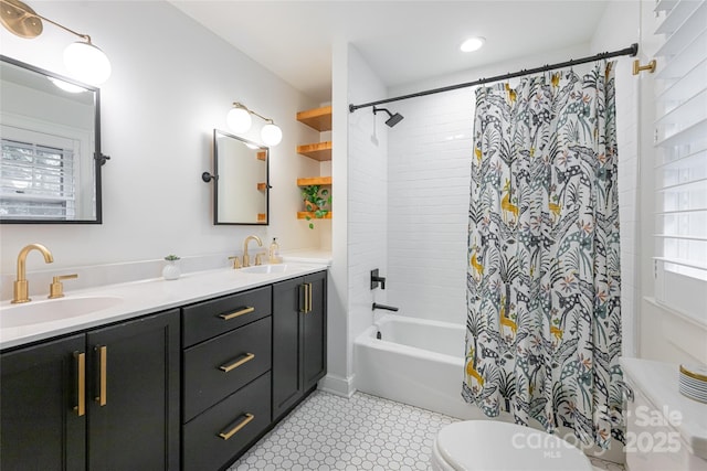 118 Macon Ave, Asheville, NC 28801 - full bath with shower / bath combo with shower curtain, double vanity, and toilet