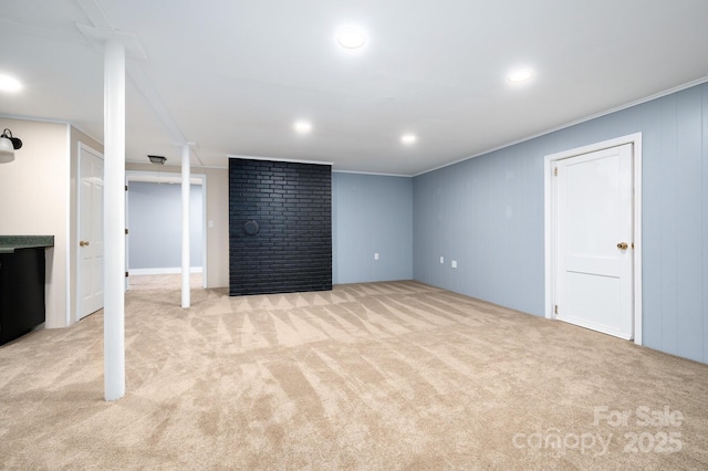 200 Allen Mountain Dr, Black Mountain, NC 28711 - finished basement with carpet floors, ornamental molding, and recessed lighting