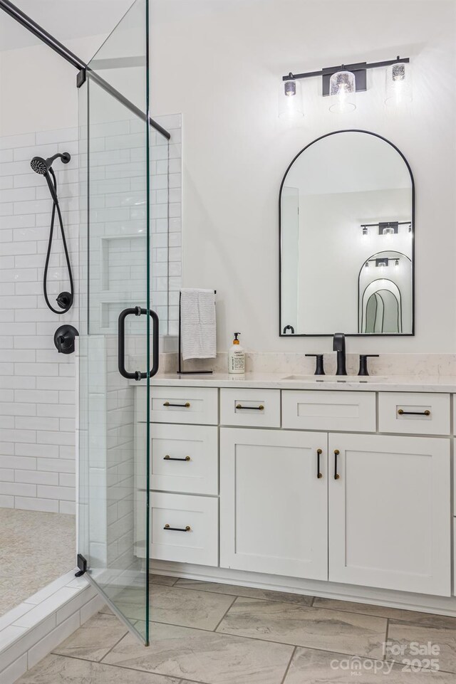 1445 Cherry Laurel Dr, Waxhaw, NC 28173 - bathroom with a stall shower and vanity