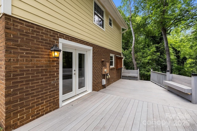 6713 William Harry Ct, Charlotte, NC 28211 - wooden deck featuring french doors and view of scattered trees