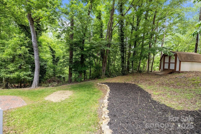 6713 William Harry Ct, Charlotte, NC 28211 - view of grassy yard featuring a shed and an outdoor structure