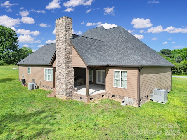 1166 Rocky River Rd, Lancaster, SC 29720 - rear view of property with crawl space, french doors, central air condition unit, and a yard