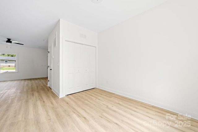 413 Jose St, Shelby, NC 28150 - spare room featuring light wood-type flooring, ceiling fan, and baseboards