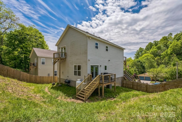 274 Old Bristol Rd, Boone, NC 28607 - back of house featuring french doors, fence, stairway, and a balcony