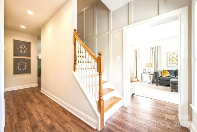 274 Old Bristol Rd, Boone, NC 28607 - stairs featuring wood finished floors, recessed lighting, and baseboards