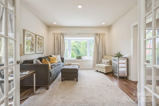 274 Old Bristol Rd, Boone, NC 28607 - living area with french doors, wood finished floors, recessed lighting, and baseboards