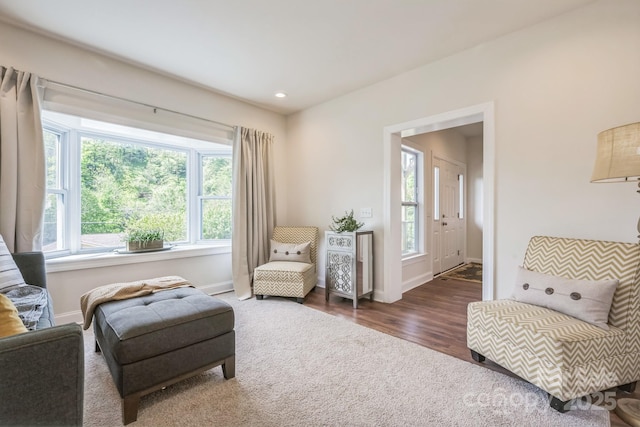 274 Old Bristol Rd, Boone, NC 28607 - living area with baseboards, wood finished floors, carpet floors, and recessed lighting