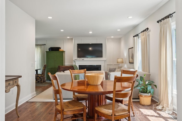 274 Old Bristol Rd, Boone, NC 28607 - dining room featuring wood finished floors, a fireplace, recessed lighting, and baseboards