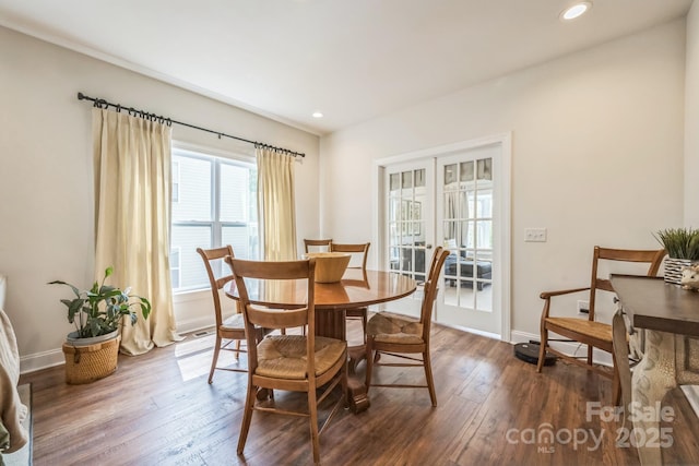 274 Old Bristol Rd, Boone, NC 28607 - dining room with dark wood-type flooring, baseboards, and recessed lighting