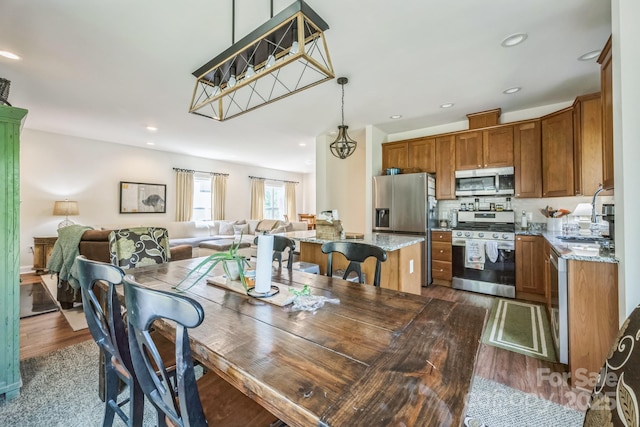 274 Old Bristol Rd, Boone, NC 28607 - dining area featuring dark wood-style flooring and recessed lighting