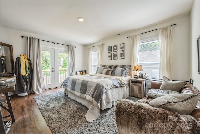 274 Old Bristol Rd, Boone, NC 28607 - bedroom with multiple windows, access to outside, dark wood-type flooring, and french doors