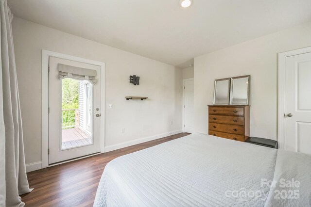 274 Old Bristol Rd, Boone, NC 28607 - bedroom featuring dark wood-style floors, baseboards, and access to outside