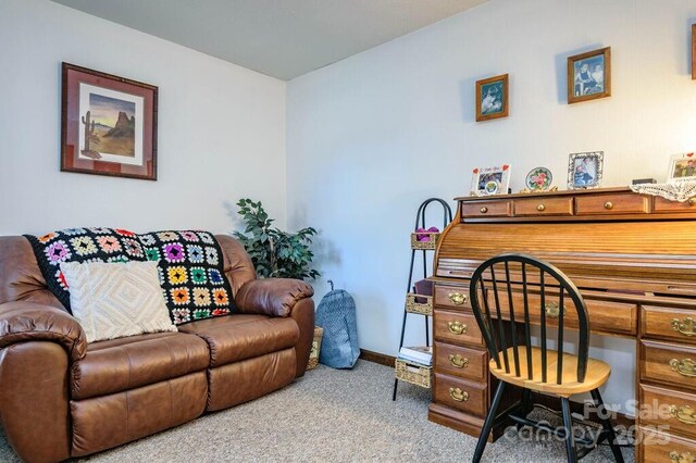 office space with carpet and baseboards