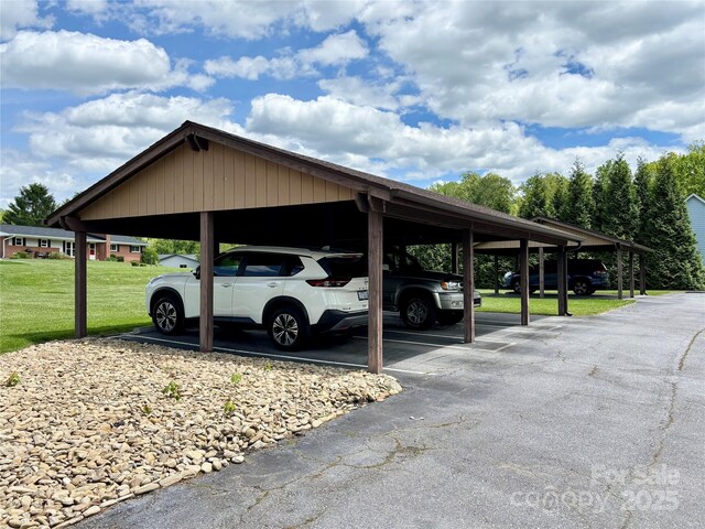 view of covered parking lot