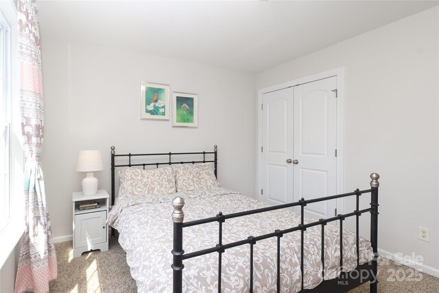 10217 Falling Leaf Dr, Concord, NC 28027 - bedroom with baseboards, a closet, and carpet