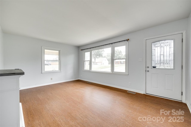 entrance foyer featuring healthy amount of natural light, wood finished floors, and baseboards