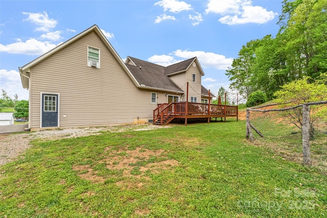 2581 Double Island Rd, Green Mountain, NC 28740 - rear view of property with a yard and a wooden deck