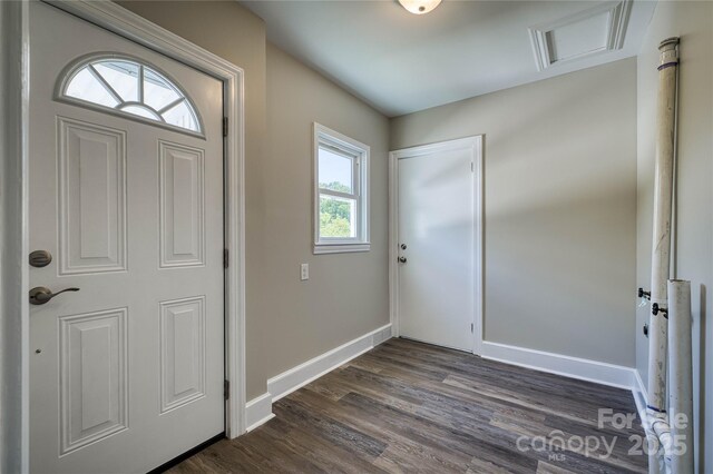 417 Mountain View Ave SE, Valdese, NC 28690 - foyer entrance with baseboards and dark wood finished floors