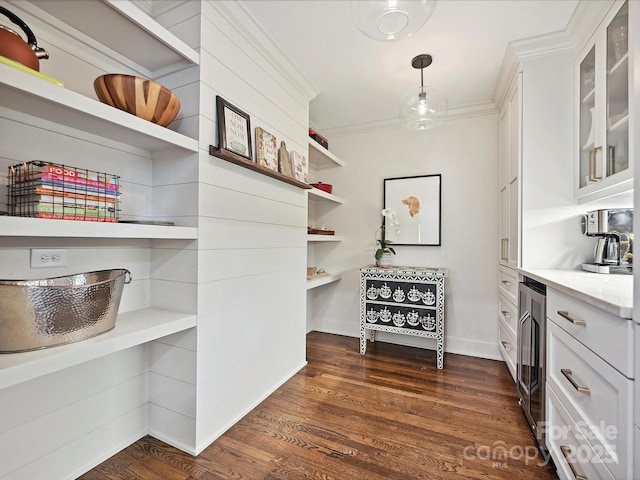 storage area with beverage cooler