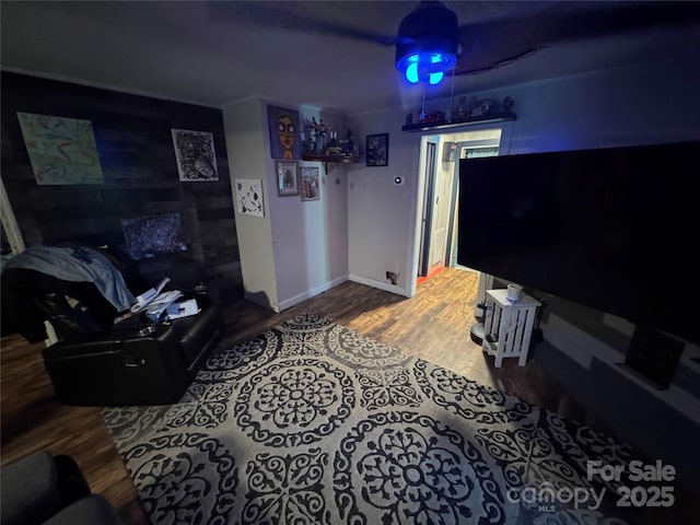 living area with wood finished floors