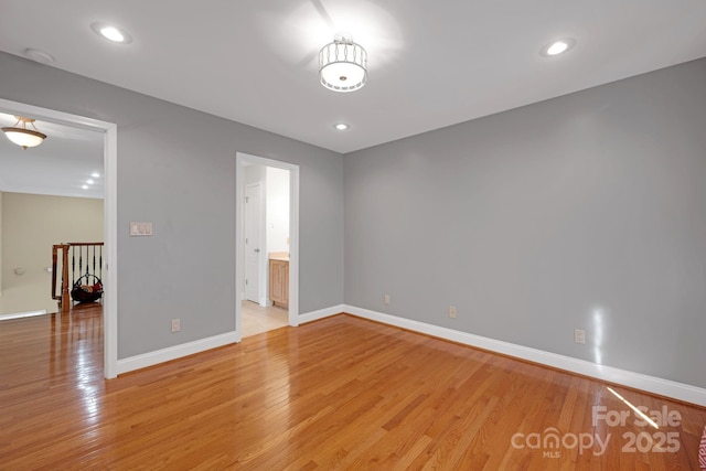 3610 Providence Mill Rd, Maiden, NC 28650 - empty room featuring light wood-style floors, baseboards, recessed lighting, and a smoke detector