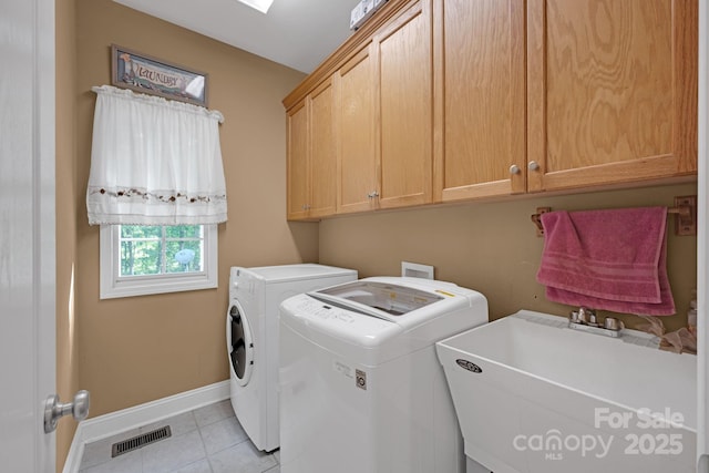3610 Providence Mill Rd, Maiden, NC 28650 - washroom featuring cabinet space, baseboards, independent washer and dryer, and light tile patterned floors