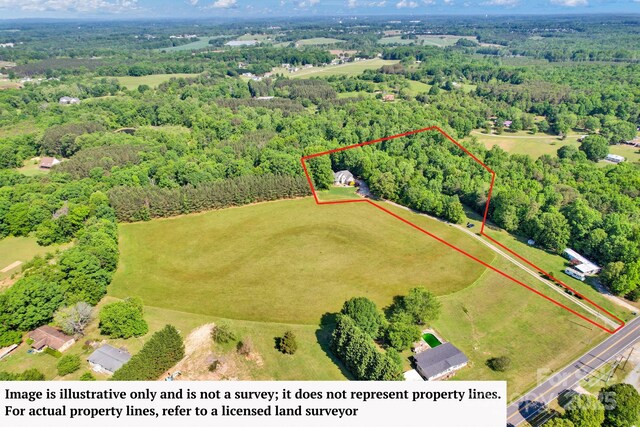 3610 Providence Mill Rd, Maiden, NC 28650 - aerial view of property's location featuring property parcel outlined and a heavily wooded area