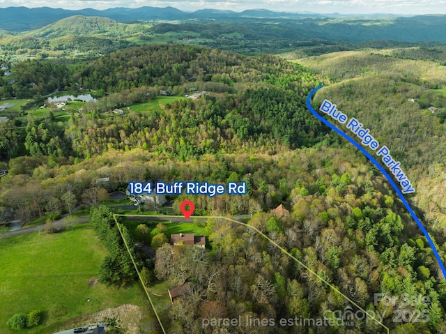 184 Buff Ridge Rd, Boone, NC 28607 - view of property location featuring a forest, mountains, and property boundaries highlighted