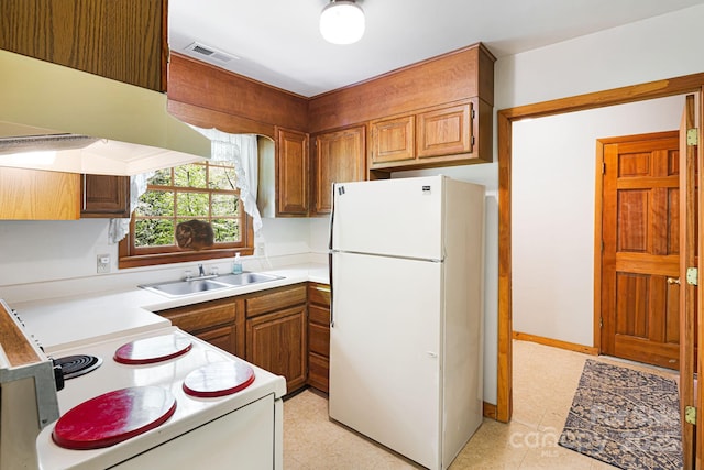 83 Snowy Cove Ln, Black Mountain, NC 28711 - kitchen with white appliances, a sink, light countertops, and brown cabinetry