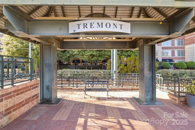 view of community featuring a gazebo and fence