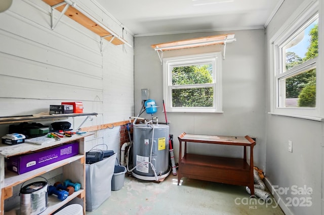 interior space featuring electric water heater