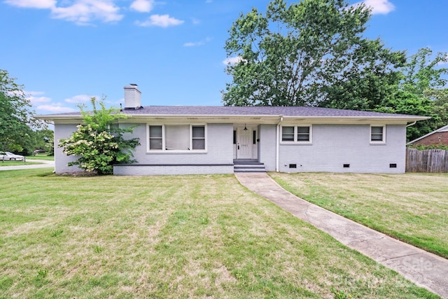 2001 Tyvola Rd, Charlotte, NC 28210 - ranch-style home with crawl space, a chimney, and brick siding
