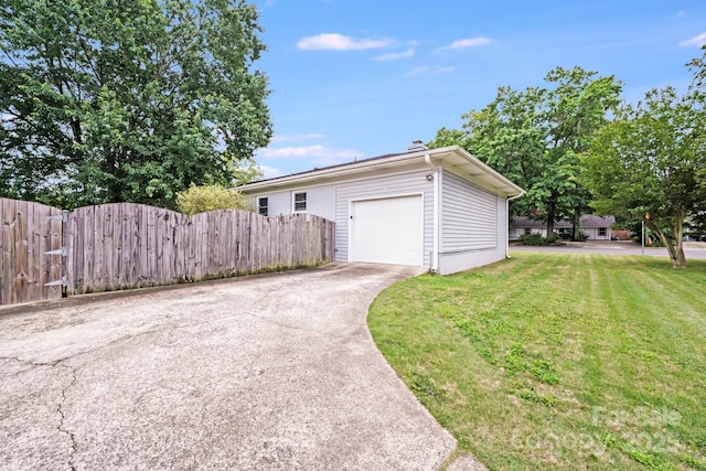 2001 Tyvola Rd, Charlotte, NC 28210 - view of side of property featuring a garage, concrete driveway, and a chimney