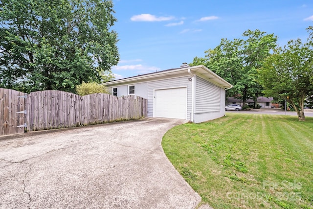 2001 Tyvola Rd, Charlotte, NC 28210 - view of home's exterior with a garage, concrete driveway, and a chimney
