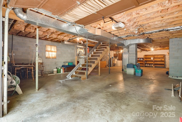 3127 Butler Bridge Rd, Mills River, NC 28759 - below grade area with stairs and concrete block wall