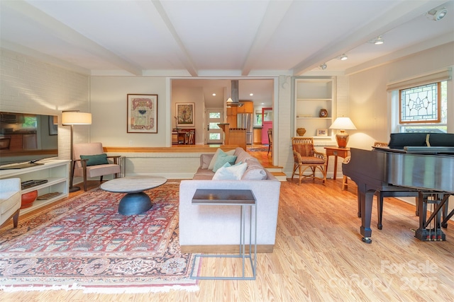 47 Lakeview Rd, Asheville, NC 28804 - living area with beamed ceiling and wood finished floors