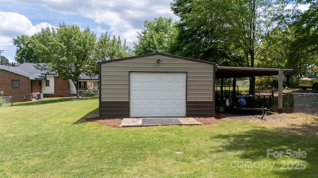 view of outdoor structure with an outbuilding and fence