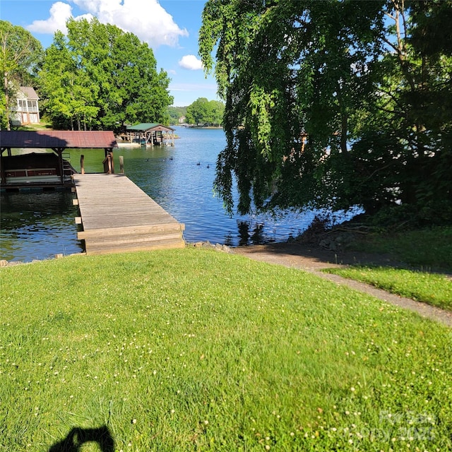 221 Stillwater Rd, Troutman, NC 28166 - dock area with a water view and a yard