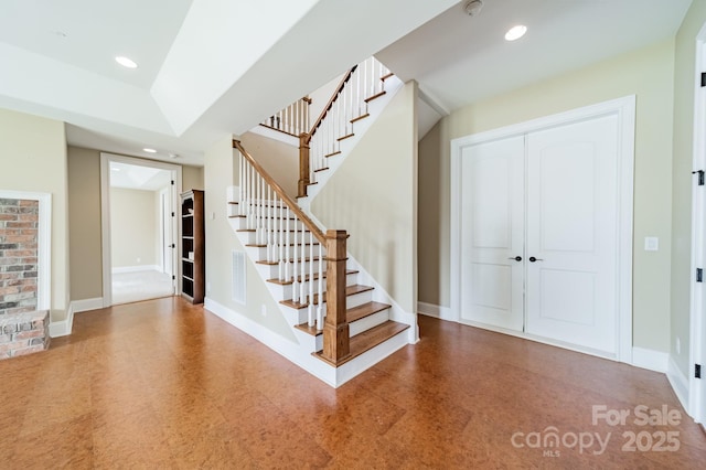 221 Stillwater Rd, Troutman, NC 28166 - stairway featuring tile patterned floors and recessed lighting