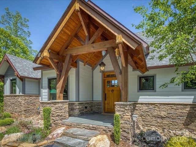2054 Catawba Trl Unit 162, Nebo, NC 28761 - view of exterior entry with stone siding