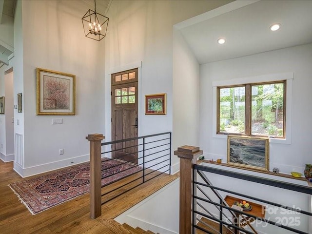 2054 Catawba Trl Unit 162, Nebo, NC 28761 - entrance foyer featuring plenty of natural light, wood finished floors, baseboards, recessed lighting, and a chandelier