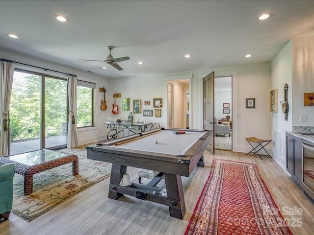 2054 Catawba Trl Unit 162, Nebo, NC 28761 - playroom featuring billiards table, light wood-style floors, recessed lighting, a ceiling fan, and baseboards