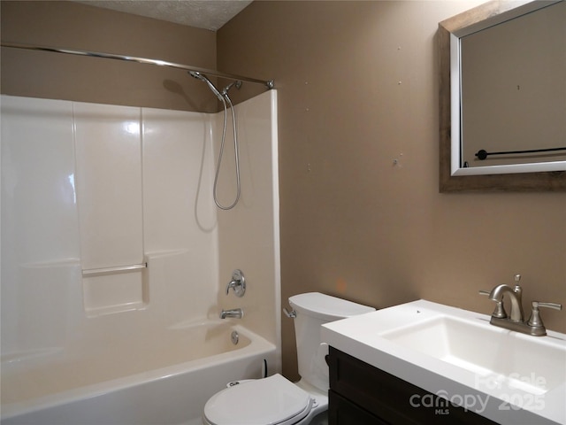 37 S Woodridge View Ct, Hendersonville, NC 28791 - full bathroom featuring toilet, vanity, shower / washtub combination, and a textured ceiling