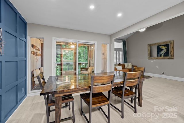 222 Riverview Ter, Clover, SC 29710 - dining area featuring light wood finished floors, baseboards, and recessed lighting