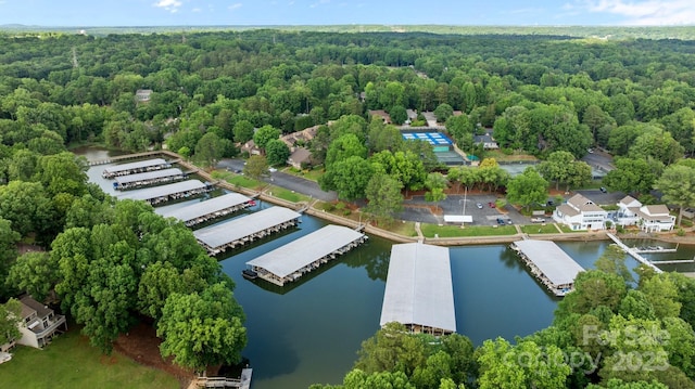 222 Riverview Ter, Clover, SC 29710 - drone / aerial view of a heavily wooded area and a large body of water