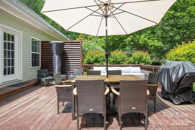 19 Lynnbrook Way, Columbus, NC 28722 - wooden deck featuring outdoor dining area and area for grilling