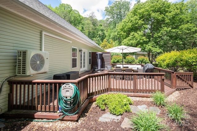 19 Lynnbrook Way, Columbus, NC 28722 - wooden deck featuring a cooling unit, outdoor lounge area, and outdoor dining area