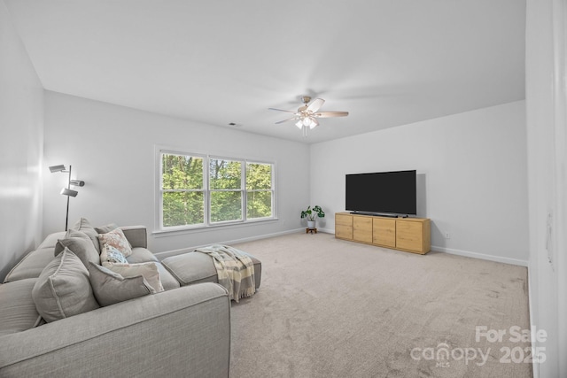 15831 Breton Brook St, Huntersville, NC 28078 - living room with ceiling fan, carpet, and baseboards